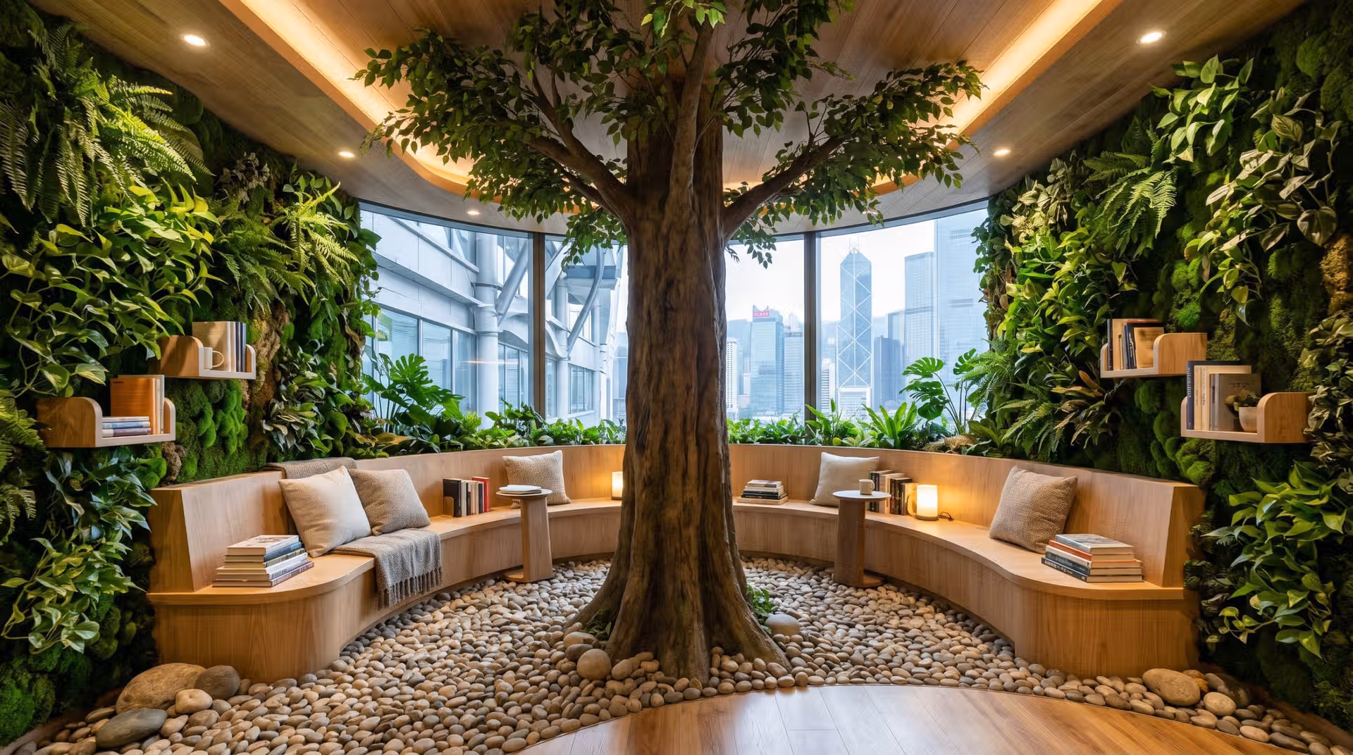 設有室內草地裝飾的PLAYGROUP設計休息區，採用兒童防撞設計與安全地墊，適合幼兒探索活動。