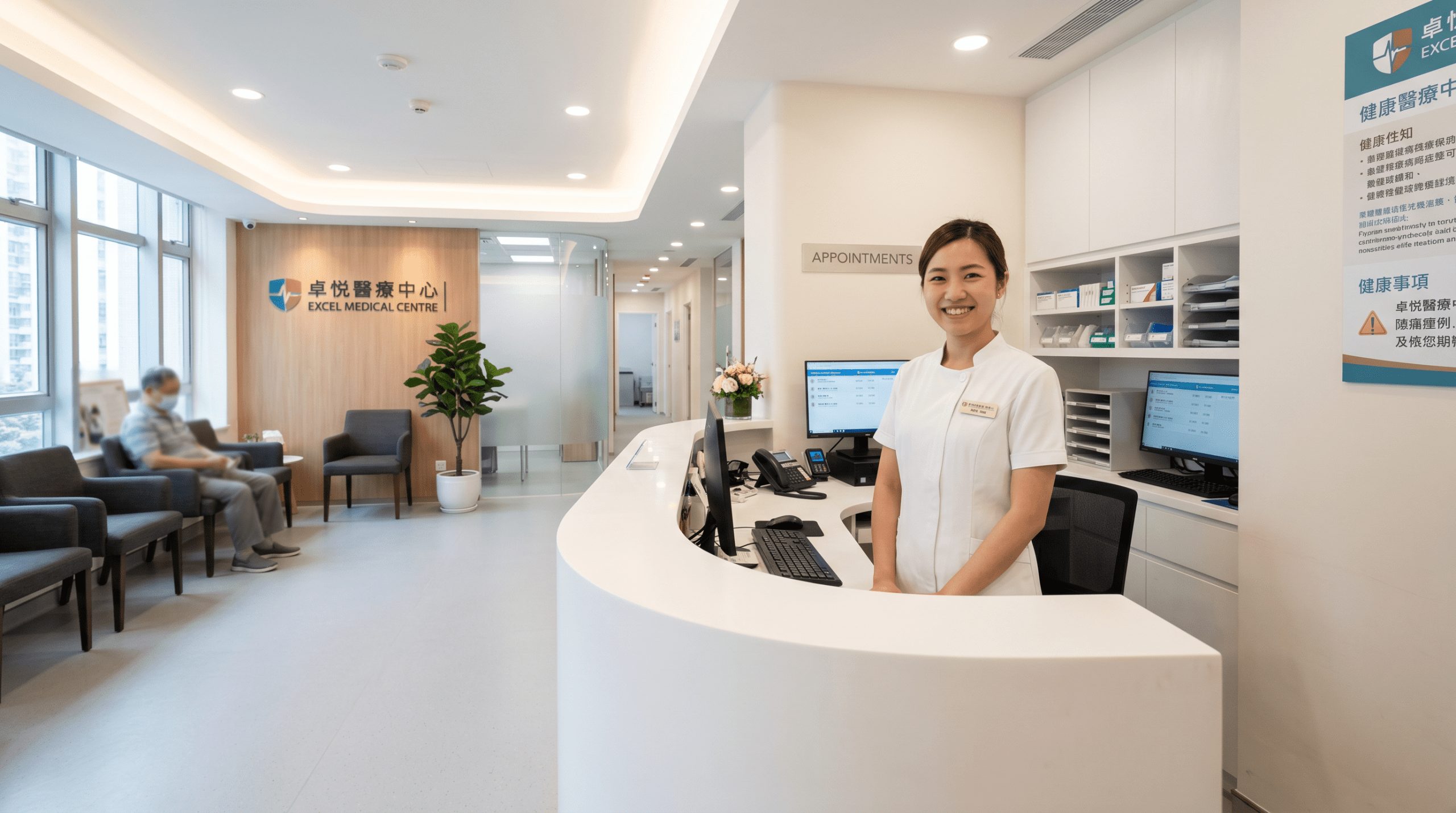 專業醫療中心的醫護動線規劃，展示流暢的候診區與診室佈局，符合醫療分區規劃標準。