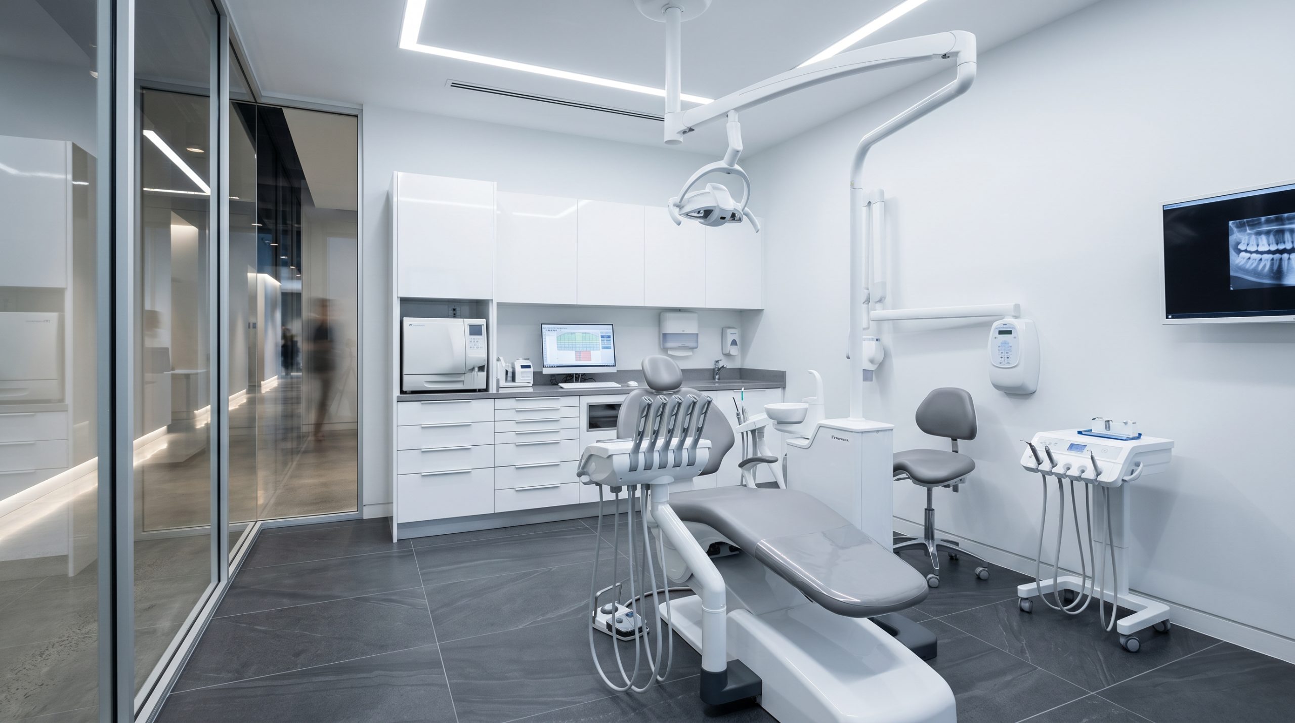 設有專業醫療設備的診室設計，配置精確的醫療電力配置與符合感染控制標準的環境。