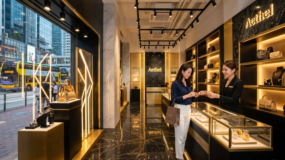 service_6a_retail_1 專業的商用零售空間入口設計,展示結合品牌形象與開揚視覺效果的專業店舖裝修實景。